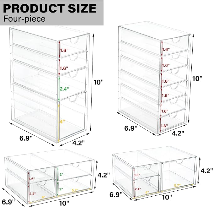 Prsildan 17 Drawers Teacher Toolbox Office Supply Organizer, Set of 4 - Image 3