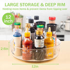 3 Pack Lazy Susan Organizer for Pantry Storage with Non-Skid Liner, 12" Clear Rotating Lazy Susan Turntable for Coner Cabinet, Kitchen Sink, Bathroom, Countertop, Lift-up Design for Easy Moving - Image 5