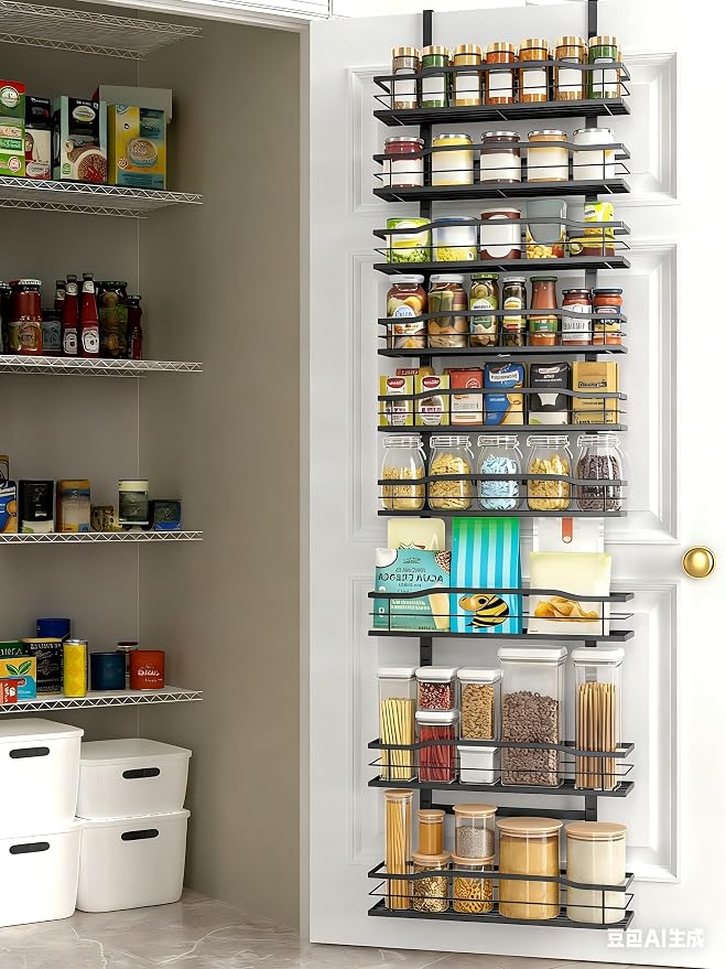 Moforoco White 9-Tier Over The Door Pantry Organizer, Pantry Organization And Storage, Metal Hanging Spice Rack Shelves Door, Home & Kitchen Essentials, Laundry Room Bathroom Organization - Image 7