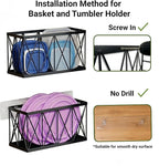 4 Pack No Drill Cabinet Door Lid Organizer for Plastic & Tumbler Lids, Inside Cabinet Wall Mounted Storage, Compatible with Tupperware & Yeti, with Magnetic Straw Holder - Image 5