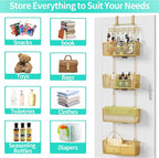 HapiRm Over The Door Organizer - Hanging Door Organizer with 4 Metal Large Capacity Baskets and Adjustable Coat Hook for Bathroom Bedroom Kitchen Pantry Closet Cabinet - Image 4