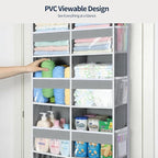 Yecaye Over The Door Organizer, 6 Tier Extra Large Behind Door Storage of 12 Compartments, 80lbs Heavy Duty Door Organizer Hanging with Clear Window for Closet Bedroom Pantry Bathroom, Grey - Image 4