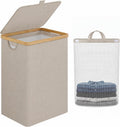 IEGrow Laundry Hamper with Lid,85L Laundry Basket with Mesh Bags,Oatmeal by iEGrow