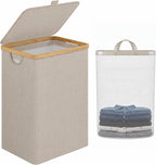 IEGrow Laundry Hamper with Lid,85L Laundry Basket with Mesh Bags,Oatmeal by iEGrow