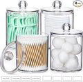 4 Pack Acrylic Qtip Holder Dispenser for Cotton Swabs, Balls, Floss Picks by AOZITA