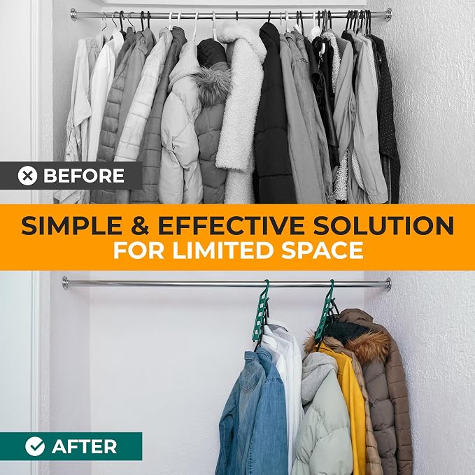 CraftyCrocodile Space Saving Hangers for Clothes - 4 in Pack, Heavy Duty Plastic, Multi Closet Space Savers for Shirts, Pants, Jeans, Sweaters - Hanger Organizer Space Saver - Image 3