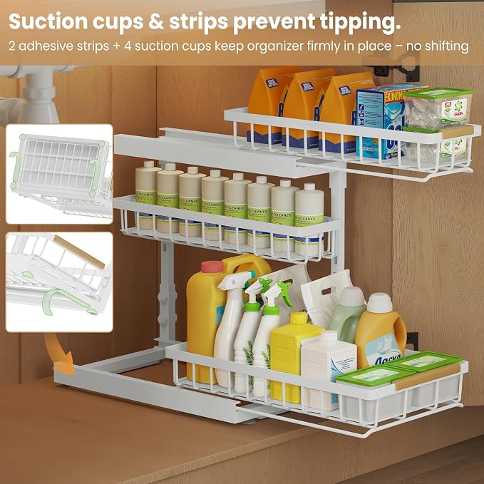 Under Sink Organizer and Storage 1 Pack 3 Tier Kitchen Bathroom Organizers - Image 6