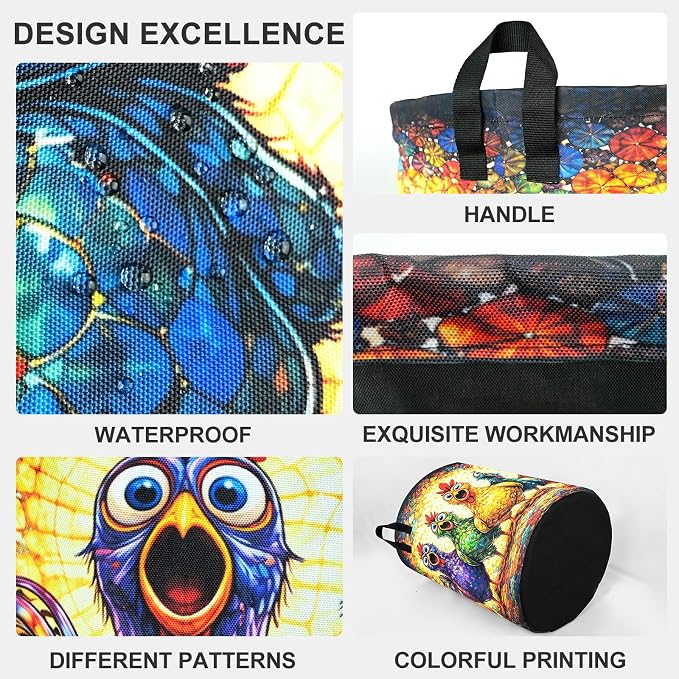 Rooster Laundry Basket Foldable Laundry Hamper With Handles Clothes Storage Bucket Organizer Laundry Bag For Bedroom Bathroom Laundry Storage 19.6 x 15.7 - Image 3
