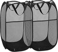 2 Pack Pop Up Laundry Hampers, Collapsible Mesh Laundry Basket Black by Buenod