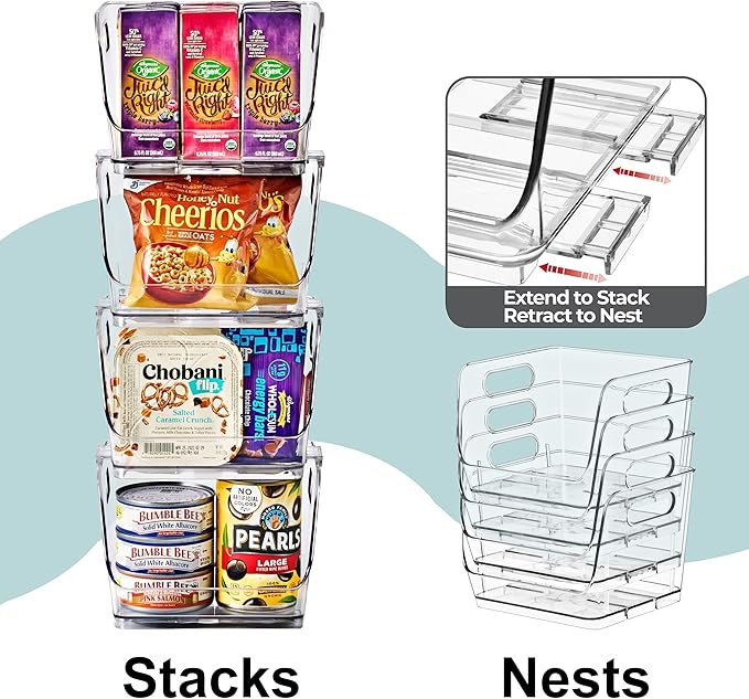 Sorbus Clear Pantry Organizer with Stackable Storage Bins, Open Front - Image 5