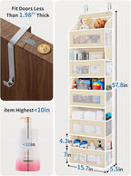 JARLINK Over the Door Organizer for Pantry, Bathroom, 5 Shelf Beige, 2 Pack | Anti-Tilt Design, 44 lb Load Capacity, Hanging Door Organizer with 5 Large Capacity Pockets, Behind Door Storage for Nursery - Image 2