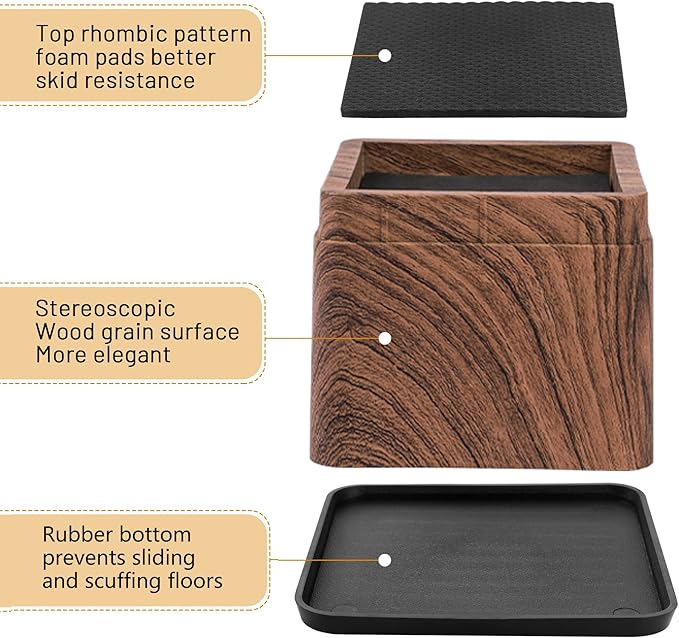 BTSD-home Wood Bed Risers 3 Inch, 8 Pack - Image 4