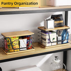 ALOCEO 2 Pack Large Garbage Bag Dispenser for 13/30/33 Gallon Bags, Potato and Onion Storage Baskets with Bamboo Lid, Stainless Steel Stackable Storage Bins for Kitchen Laundry Pantry Room - Image 5