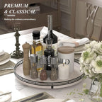 AMH 16-Inch Whitewashed Farmhouse Oak Lazy Susan Organizer - Image 3