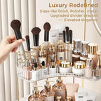 BEFSOP Corner Bathroom Counter Organizer, Upgraded 3-Tier Makeup Organizer Countertop with Makeup Brush Holder, Skincare Exquisite Vanity Organizers Countertop Bathroom Storage Dresser(CLEAR) - Image 4