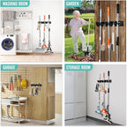 InPoTo Wall Mount Broom Holder 5 Slots 6 Hooks Mop Organizer Rack - Image 7