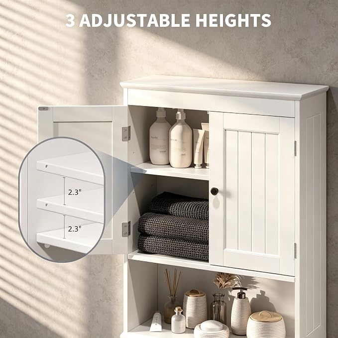 Bealife Over The Toilet Storage Cabinet with Open Shelf - White - Image 7