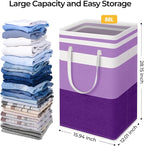HomeHacks 2 Pack Laundry Baskets, Laundry Hampers Bags (Purple 88Lx2) | Waterproof, Freestanding, Collapsible Clothes Hamper with Reinforced Handles in Laundry Room, Dorm, Bathroom, Bedroom - Image 4