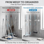 Broom Holder Wall Mount Adhesive 3 Pack Mop Holder Wall Mount, Broom Gripper, Broom and Mop Organizer Wall Hanging, No Drill Broom Hanger for Bathroom, Kitchen, Laundry Room, Garage Holds up to 4 lb - Image 3