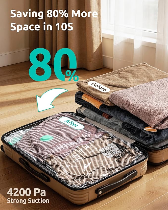 Travel Vacuum Seal Bags with Electric Pump, 16 Pack, Home Seasonal Storage - Image 3