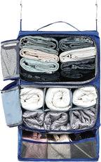 Surblue Hanging Shelves Travel Storage Bag Compression Packing Cube for Suitcase Portable Closet Organizer Collapsible with Extension Layer Large Capacity,Blue,XXL by SURBLUE