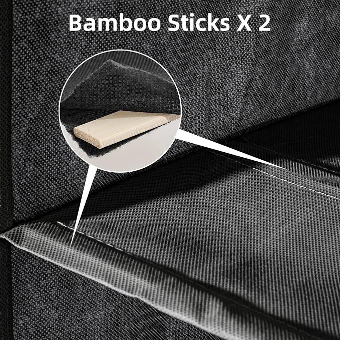 2 Packs Hanging Closet Organizer Stroage, 3-Shelf Hanging Shelves with Bamboo Inserts & Side Pocket, Black - Image 4