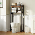 MAHANCRIS Over Toilet Storage, 3-Tier Bathroom Organizer Shelf with Toilet Paper Holder, Freestanding Space Saver Bathroom Shelves Above Toilet for Bathroom, Laundry Room, Rustic Brown TSHR1201 by MAHANCRIS