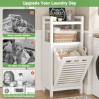 Homykic Tilt Out Laundry Hamper Cabinet, 10 Gal Bamboo Laundry Organizer - Image 5