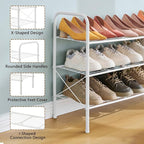 Hoctieon 3 Tier Durable Mesh Style Shoe Rack, Entryway Shoe Shelf, Shoe Rack FreeStanding, Shoe Storage Organizer, Shoe Rack for Closet, Space Save For bathroom, Hallway, Bedroom, Living Room, White - Image 5