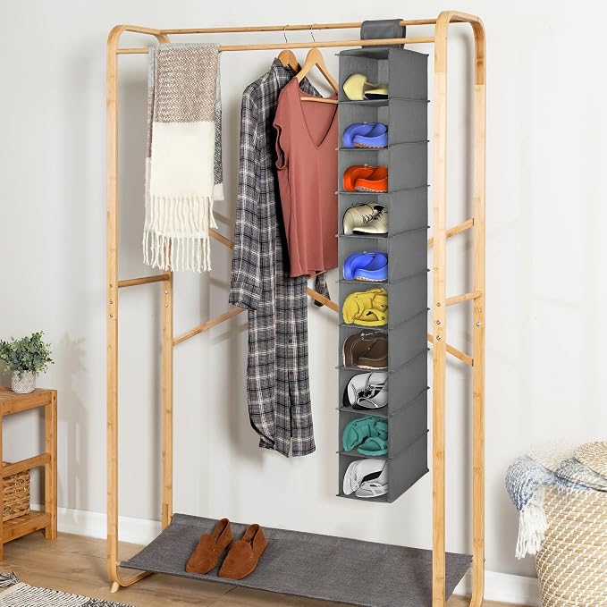 Libeder 10-Shelf Hanging Closet Shoe Organizers and Storage, Grey - Image 8