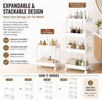 Under Sink Organizer, 2 Tier Pull-Out Storage Organizer with Sliding Drawer & Hooks, Multi-Purpose Cabinet Organizer for Kitchen, Bathroom, Pantry, Laundry Room & Office, White - Image 6