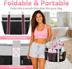 YASONIC Double Handles Mesh Shower Caddy Portable for College Dorm Essentials, 8 Pockets Large Capacity Shower Organizer for Girls, Quick-Dry Hanging Toiletry Bag for Bathroom Travel, Black&Grey - Image 2