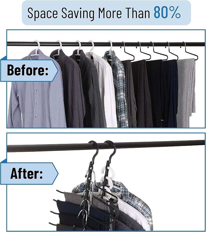 Mr. Pen- Bulk Space Saving Hangers for Clothes, 24 pcs, 5 Slots, Plastic | Collapsible Hangers with 360° Swivel Hook, Hanger Hooks Space Saver for Closet Organizers and Storage, Dorm Room Essentials - Image 6