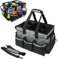 ZKOO Large Cleaning Caddy Bag with Handle, Built-in Sturdy Support Board, Adjustable Shoulder Strap, Multi-compartment Design Cleaning Supply Tote for Cleaners & Housekeepers (Gray) by ZKOO