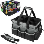 ZKOO Large Cleaning Caddy Bag with Handle, Built-in Sturdy Support Board, Adjustable Shoulder Strap, Multi-compartment Design Cleaning Supply Tote for Cleaners & Housekeepers (Gray) by ZKOO