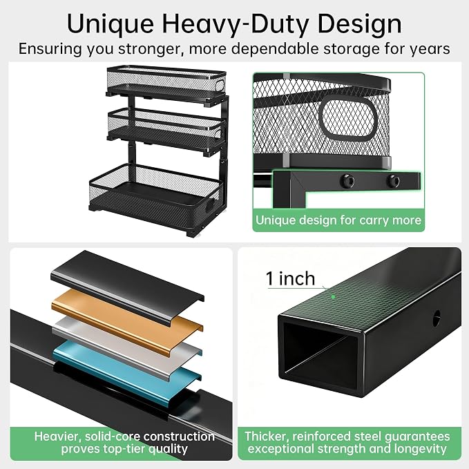 3-Tier Under Sink Organizer, Pull Out Cabinet Organizer for Kitchen & Bath - Image 9