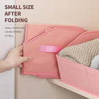 Homsorout Closet Baskets for Shelves Trapezoid - Decorative Storage Baskets with Handle, Closet Bins for Organization, Shelf Storage Bins for Clothes, Books, Home, Office, 10 Pack, Pink - Image 6