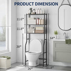 GloTika 3-Tier Over Toilet Storage Rack, Anti-Wobble, Black - Image 2