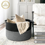INDRESSME XXXLarge Woven Rope Blanket Basket Living Room Black Grey - Image 7