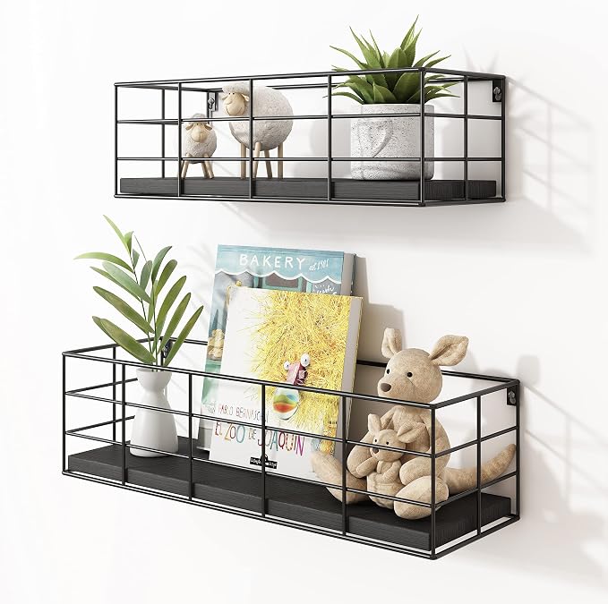 Fixwal Wire Frame Floating Shelves for Wall 4 Different Sizes, Black - Image 2