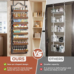 8-Tier Pantry Door Organizer, Over the Door Pantry Organizer with Wooden Adjustable Baskets, 2 IN 1 Spice Rack Wall Mount or Door Organizer, Door Spice Rack for Pantry（72.6×17.1×5.1in,Black) - Image 8