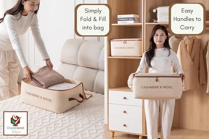 100% Cotton Cashmere & Wool Storage Bag – Breathable Sweater Storage Bag for Cashmere, Wool, Knitwear & Delicate Garments – Dust & Moisture Protection - Image 3