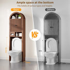 Arched Over the Toilet Storage Cabinet with Fluted Wood Doors, Walnut - Image 6