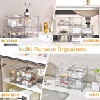 Stebopum 8 Pack Stackable Makeup Organizer, 4.4'' Tall Acrylic Bathroom Makeup Organizer and Storage Drawer with Pull-out Handle, Clear Plastic Storage Bins for Vanity,Pantry,Desk,Undersink,Kitchen - Image 7