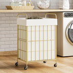 90L Laundry Hamper with Wheels, Laundry Basket with Handle and Liner Bag - Image 2