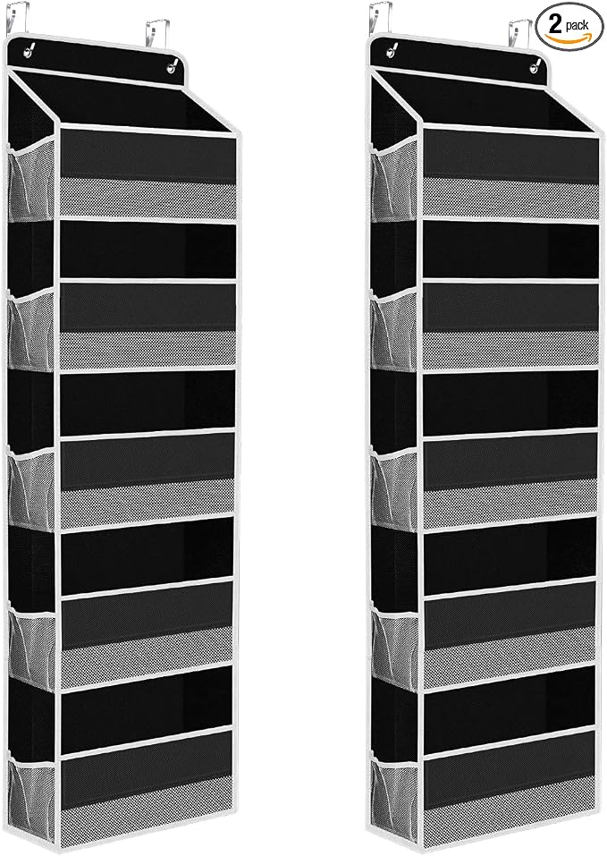 2 Pcs Over The Door Organizer Large Capacity Hanging Storage Room Organizer | 40 lb Capacity, Ultra-Sturdy, Foldable, Mesh Design with Clear Window, Space-Saving Organizer for Pantry, Nursery & Closet by SpaceHacks