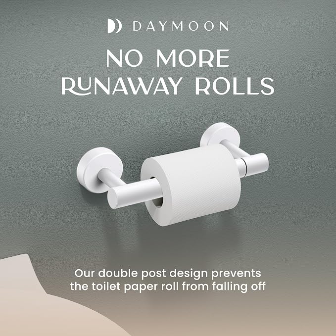 Day Moon™ - Toilet Paper Holder - Modern Roll Holder for Bathroom - 1 Pack - Wall Mount - Classic, White - Image 7