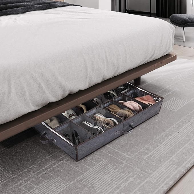 Set of 2, Under Bed Shoe Storage Organizer, Gray - Image 6