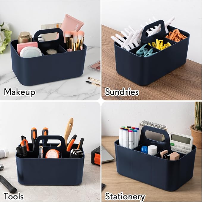 Tiawudi Multipurpose Caddy Organizer, Plastic Caddy with Handle, Stackable Desk Organizer for Stationery, Marker and Pencil, Office Supplies Organizer, Dorm Caddy - Image 5