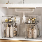 Vtopmart 2 Pack Clear Stackable Storage Drawers,9.7" High Plastic Organizers Bins for Skincare, Bathroom Supplies,Ideal for Cabinet,Undersink,Vanity,Kitchen,Pantry Organization - Image 2